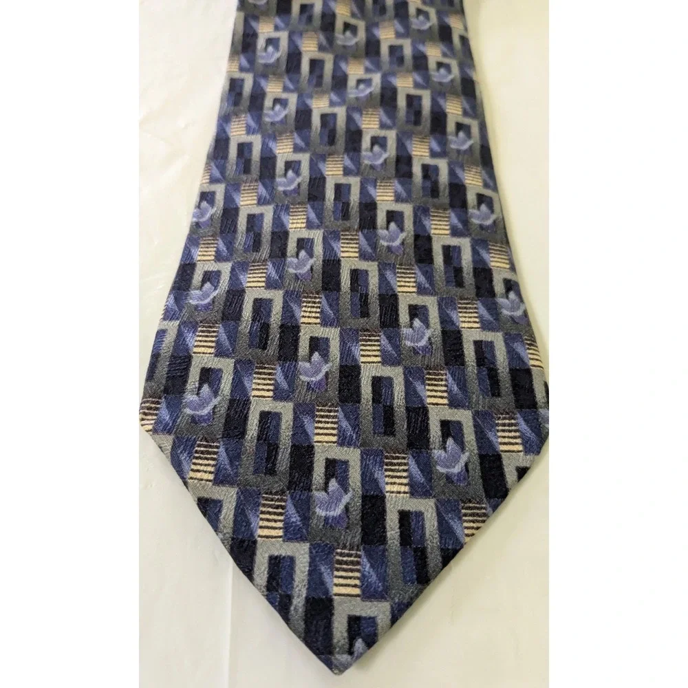 Ermenegildo Zegna Luxury Silk Blue Tie Made Italy Staircase Architecture 57x4